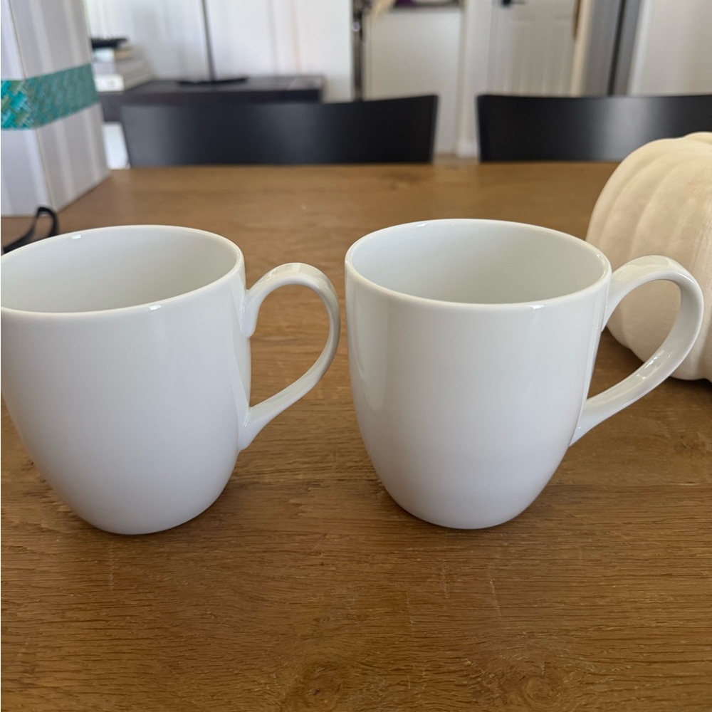 Crate & Barrel Set of Two White Ceramic Mugs